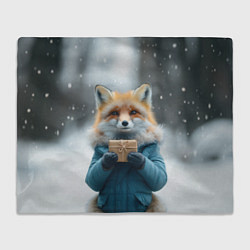Плед флисовый Лисица с подарком, цвет: 3D-велсофт