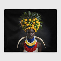 Плед флисовый Африканка с фруктами, цвет: 3D-велсофт