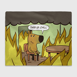 Плед флисовый This is chill - this is fine мем, цвет: 3D-велсофт