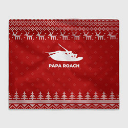 Плед флисовый Новогодний Papa Roach с оленями, цвет: 3D-велсофт