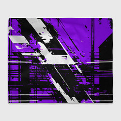 Плед флисовый Diagonal black and white stripes on a purple backg, цвет: 3D-велсофт