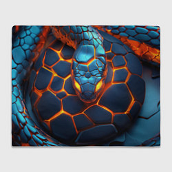 Плед флисовый Cyber neon snake, цвет: 3D-велсофт