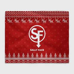 Плед флисовый Новогодний Sally Face с оленями, цвет: 3D-велсофт