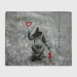 Плед флисовый Banksy - heart money, цвет: 3D-велсофт