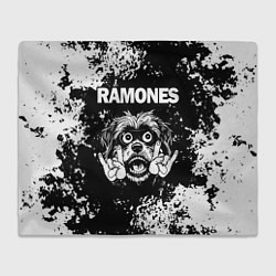 Плед флисовый Ramones рок пес, цвет: 3D-велсофт