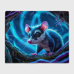 Плед флисовый Опоссум в синей туманности, цвет: 3D-велсофт