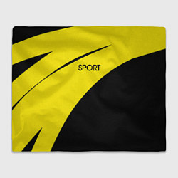 Плед флисовый Sport жёлто-чёрный двуцветный, цвет: 3D-велсофт
