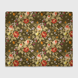 Плед флисовый Розы садовые и цветы полевые, цвет: 3D-велсофт