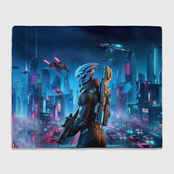 Плед флисовый Mass Effect - neon glow fantastic, цвет: 3D-велсофт