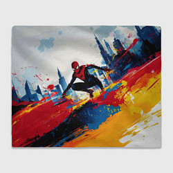 Плед флисовый Человек - паук и пролитая краска, цвет: 3D-велсофт