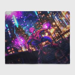 Плед флисовый Человек-паук и фиолетовый свет, цвет: 3D-велсофт