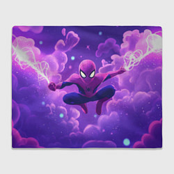 Плед флисовый Человек-паук на фоне облаков, цвет: 3D-велсофт