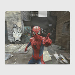 Плед флисовый Человек паук предупреждает, цвет: 3D-велсофт