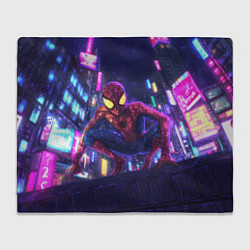 Плед флисовый Человек паук с желтыми глазами, цвет: 3D-велсофт