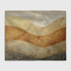 Плед флисовый Бежево-золотые полосы с блестками, цвет: 3D-велсофт