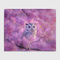 Плед флисовый Сова в весенних цветах, цвет: 3D-велсофт