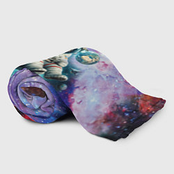 Плед флисовый Brave cat in space - ai art, цвет: 3D-велсофт — фото 2