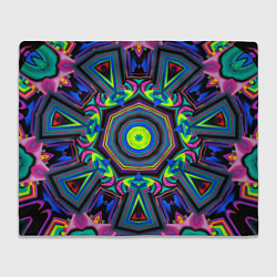 Плед флисовый Оптический узор неоновые краски, цвет: 3D-велсофт