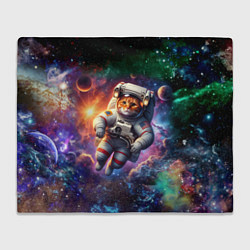 Плед флисовый Котик бравый космонавт - неон, цвет: 3D-велсофт