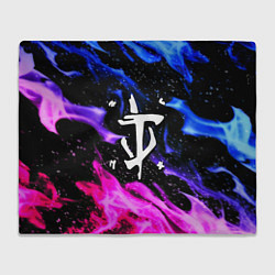 Плед флисовый Doom flame neon, цвет: 3D-велсофт