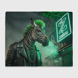 Плед флисовый Cyperpunk zebra, цвет: 3D-велсофт