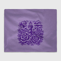 Плед флисовый Маяк с розами и корабли, цвет: 3D-велсофт