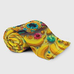 Плед флисовый Красочный летний паттерн с черепом - нейроарт, цвет: 3D-велсофт — фото 2