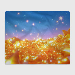 Плед флисовый Золотые шарики на голубом фоне, цвет: 3D-велсофт