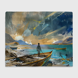 Плед флисовый Мальчик и лодка, цвет: 3D-велсофт