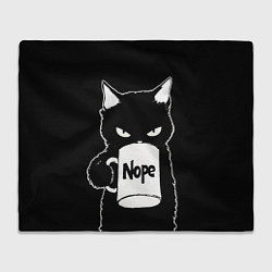 Плед флисовый Angry black cat nope, цвет: 3D-велсофт