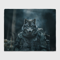 Плед флисовый Солдат волк, цвет: 3D-велсофт