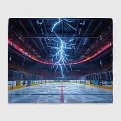 Плед флисовый Удар молнии в хоккейную площадку, цвет: 3D-велсофт