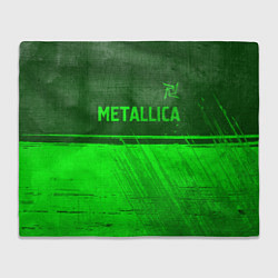 Плед флисовый Metallica - green gradient посередине, цвет: 3D-велсофт