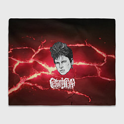 Плед флисовый Сектор газа портрет на красном разломе плит, цвет: 3D-велсофт