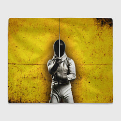 Плед флисовый Фехтовальщик с рапирой на желтом, цвет: 3D-велсофт