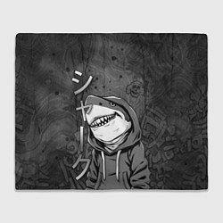 Плед флисовый Акула в капюшоне, цвет: 3D-велсофт