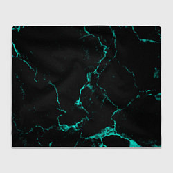 Плед флисовый Неоновый абстрактный черный и зеленый мрамор, цвет: 3D-велсофт