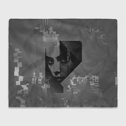 Плед флисовый Девушка на фоне гличей, цвет: 3D-велсофт