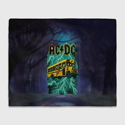 Плед флисовый Летающий автобус с ACDC, цвет: 3D-велсофт