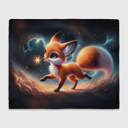 Плед флисовый Лиса бежит по космическому простору, цвет: 3D-велсофт