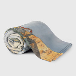 Плед флисовый Маяк и камни на пляже - акварельный рисунок, цвет: 3D-велсофт — фото 2