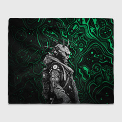 Плед флисовый Японский кибернетический Они, цвет: 3D-велсофт