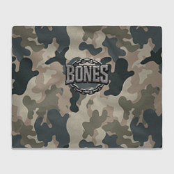 Плед флисовый Bones логотип на камуфляже, цвет: 3D-велсофт