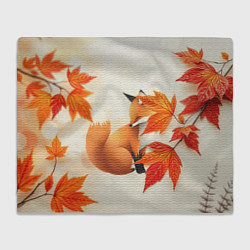 Плед флисовый Лиса под осенними листьями, цвет: 3D-велсофт