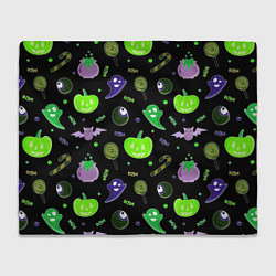 Плед флисовый Halloween black pumpkin pattern, цвет: 3D-велсофт
