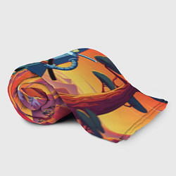 Плед флисовый Бендер ниндзя в Японском пейзаже, цвет: 3D-велсофт — фото 2