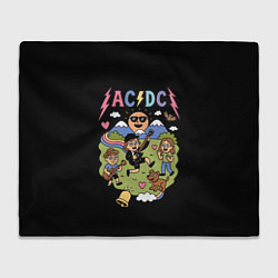Плед флисовый ACDC, мультяшный стиль, цвет: 3D-велсофт
