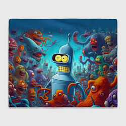 Плед Робот-сгибальщик Бендер среди монстров - нейроарт