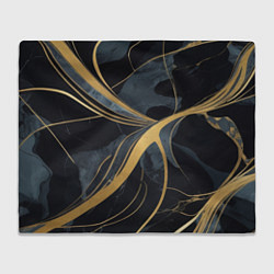 Плед флисовый Мраморный узор с золотыми полосками, цвет: 3D-велсофт