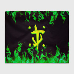 Плед флисовый Doom зелёный огонь, цвет: 3D-велсофт